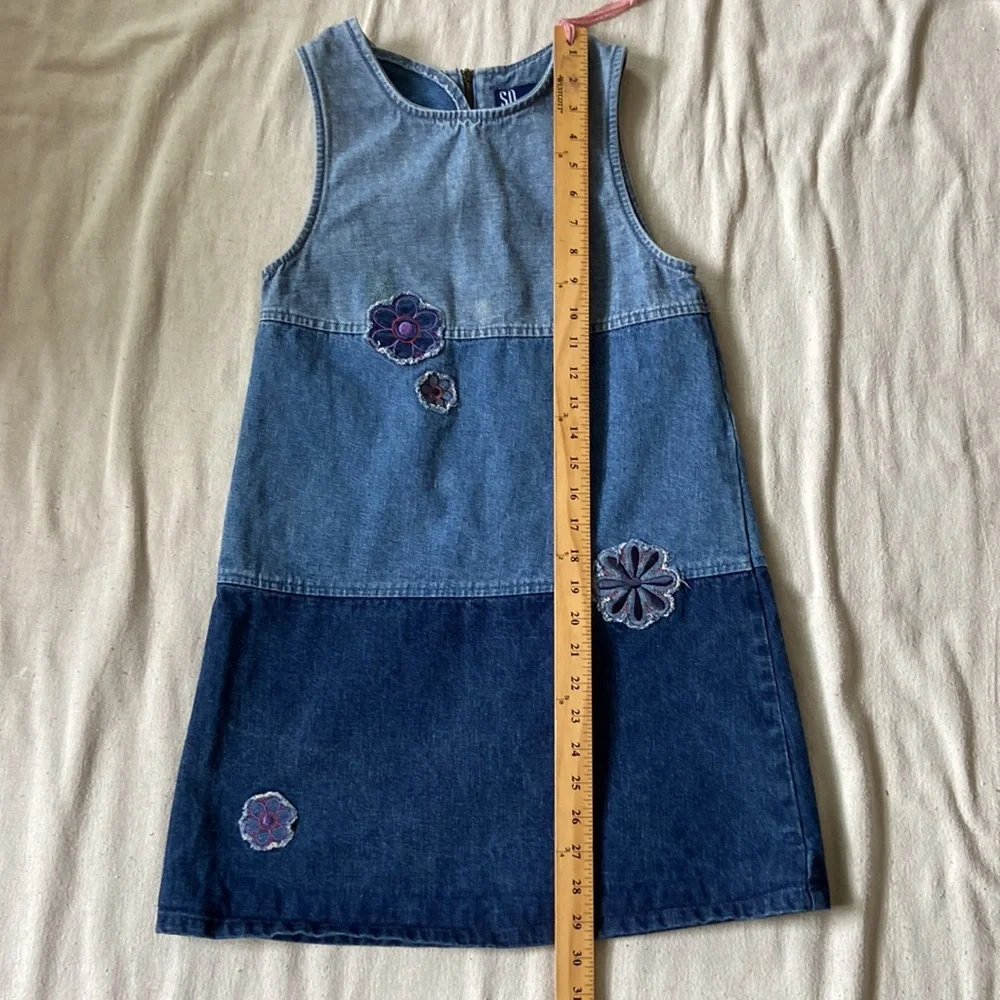 VINTAGE Y2K Dress Jumper Outfit Skirt Shirt Floral Denim Patchwork Appliqué